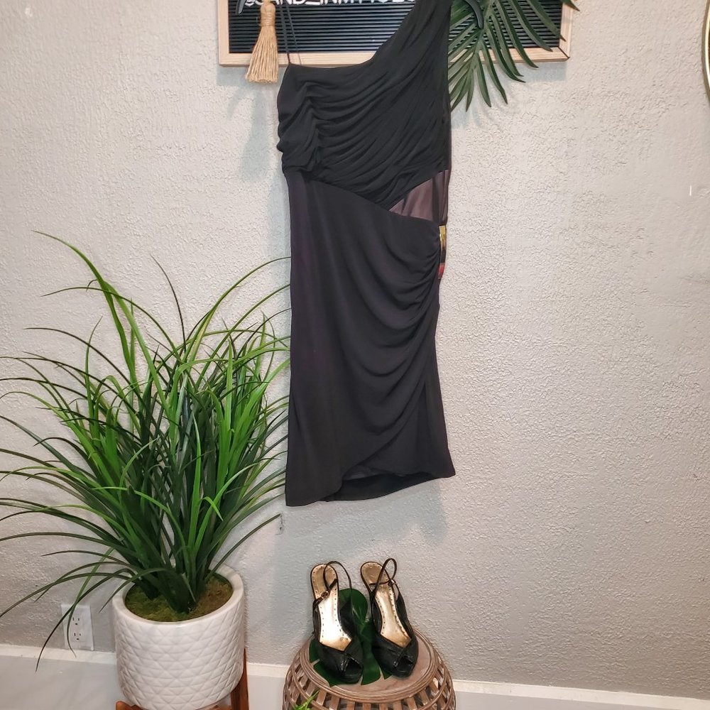Max & Cleo I one shoulder black cocktail dress Size 6